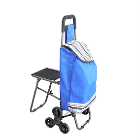 Сумка для покупок на коліщатках зі складним стільцем, "Кравчучка", господарська сумка-візок