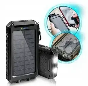 Power Bank Solar 20000 із сонячною панеллю (повер банк), фото 1