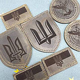 Шкіряний шеврон будь якої форми, на липучці. Ручна робота. Лазерне гравіювання не стирається. Швидка відправка. Зроблено з любов'ю, фото 6