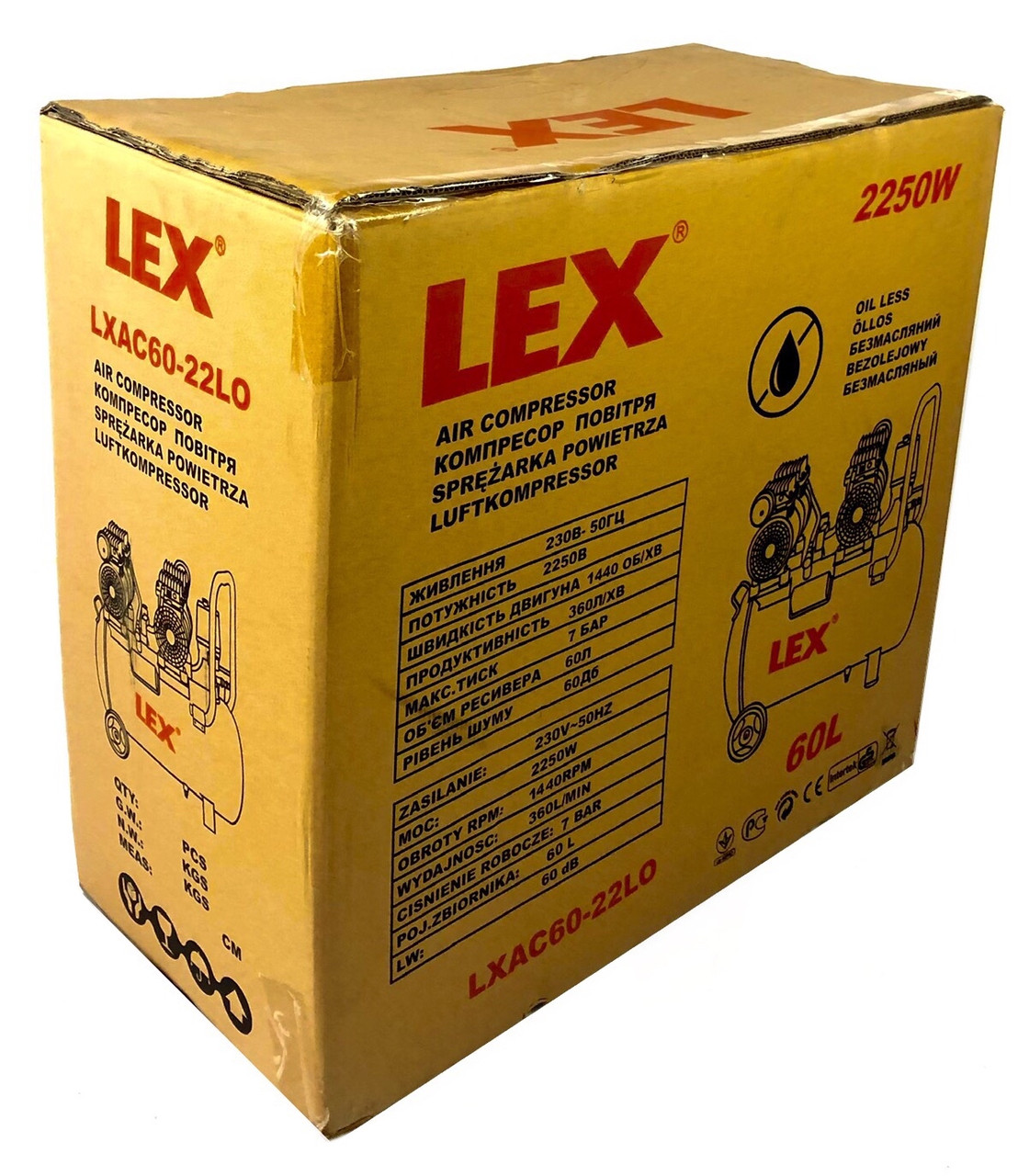Компрессор безмасляный 60 л LEX LXAC60 - фото 5 - id-p1693099094