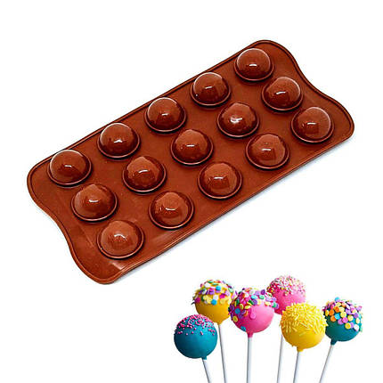 Силіконова форма для льодяників, кейк попсів та льоду MagicKitchen №790 Сфери 21х10.5х2.3 см, фото 1