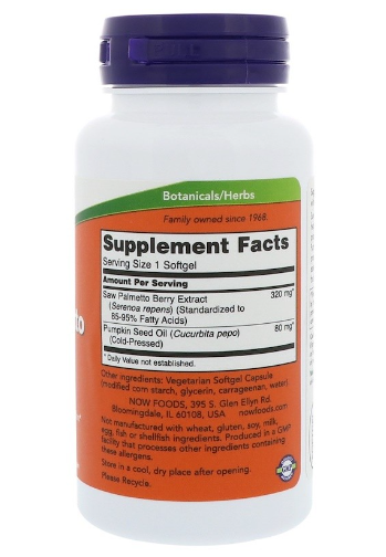 NOW Foods Saw Palmetto Extract 320 mg 90 Softgels - фото 2 - id-p1693106623