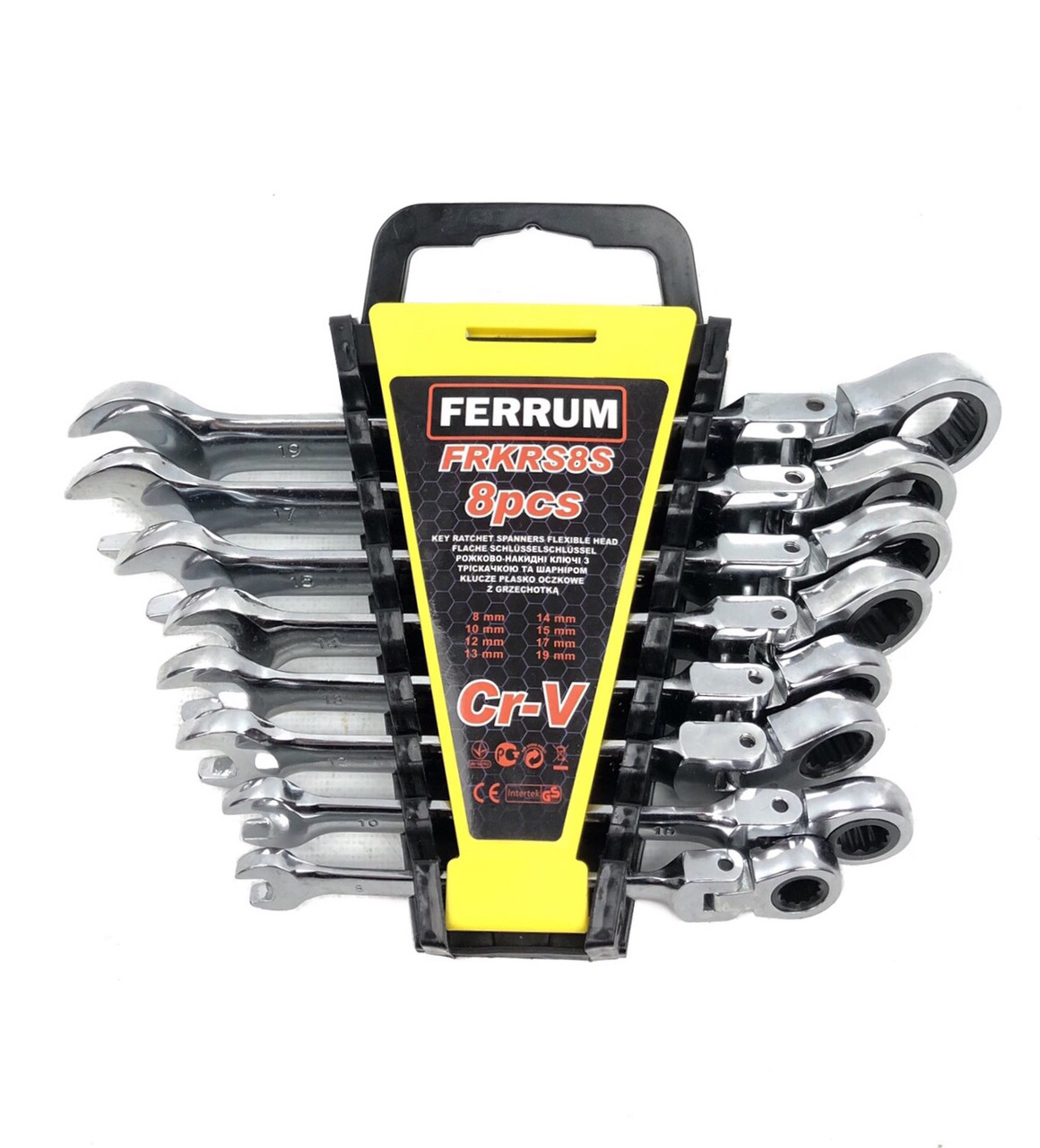 Набір ключів рожково-накидних з тріскачкою Ferrum од. (8-19), фото 1