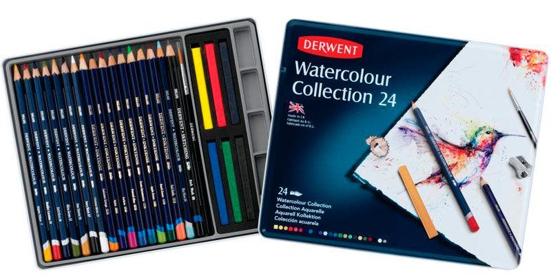 Акварельні олівці набір 24цв. Derwent Watercolour Collection метал коробка 700304