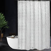 Дизайнерская качественная водонепроницаемая шторка для ванной и душа Bathlux 180 x 180 см. Геометрический узор