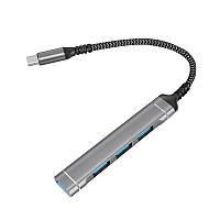 USB Type-c хаб концентратор разветвитель на 4 порта USB 2.0 та USB 3.0