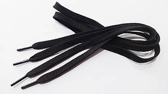 Шнурки плоскі 110 см чорні 8 мм