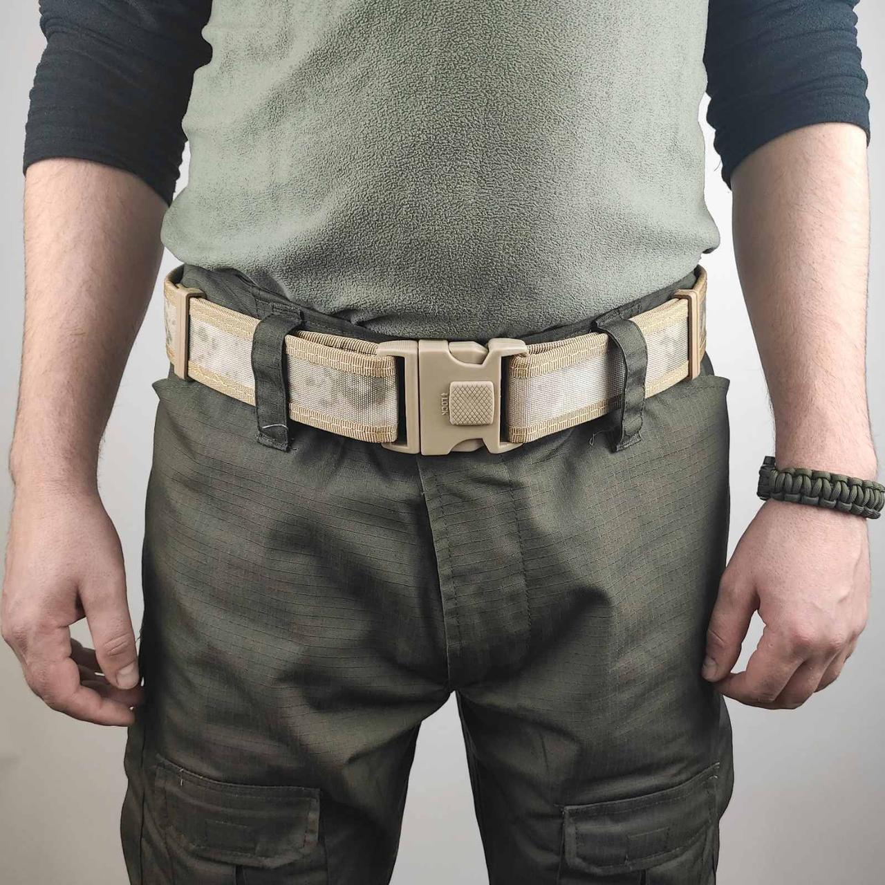 Ремінь для тактичного одягу Хакі світлий (на липучці) - фото 1 - id-p1648711258