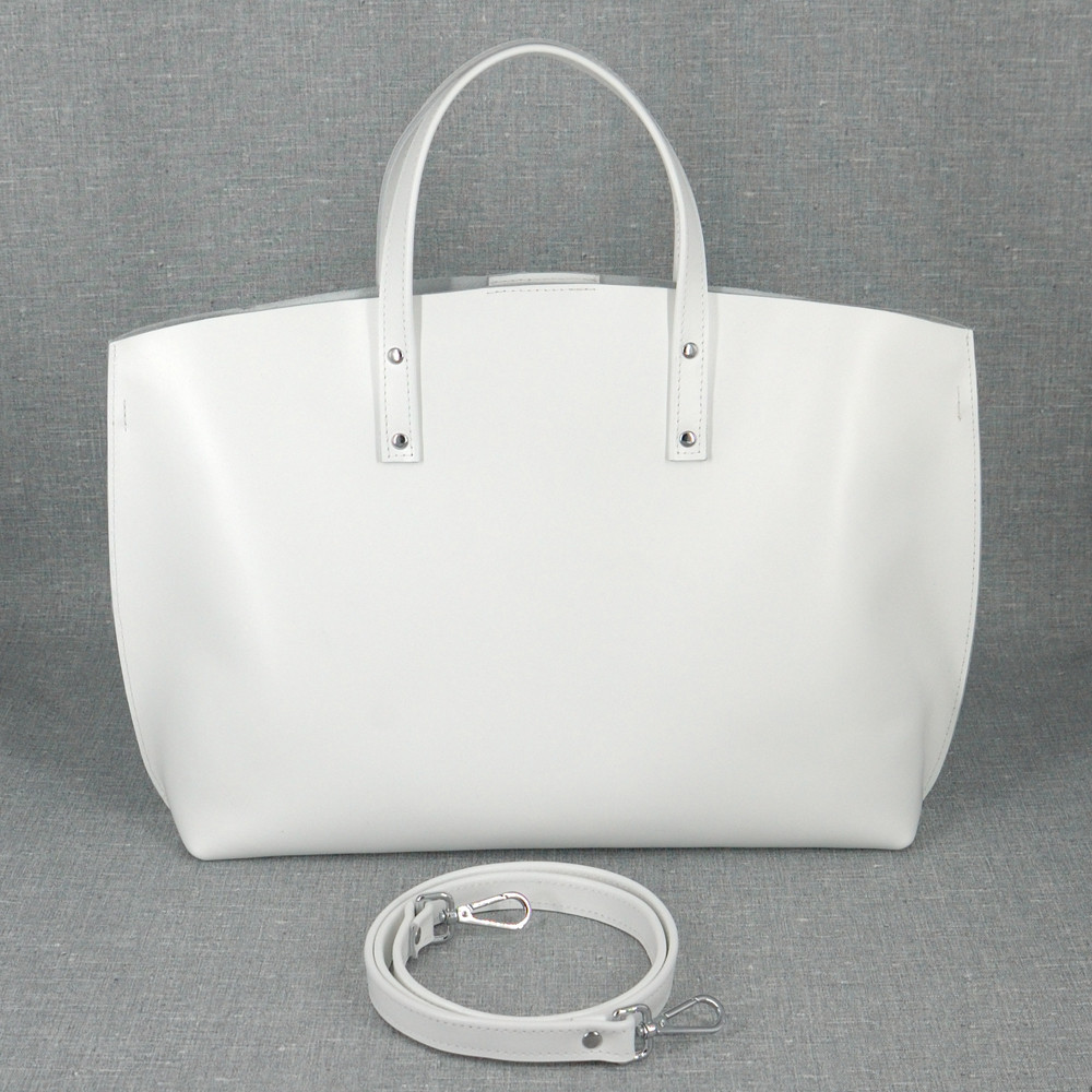 Женская сумка - шопер из натуральной кожи модель 65 белая "Capri" - фото 3 - id-p1693151249