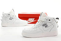 Женские зимние кроссовки Nike Air Force High White с мехом