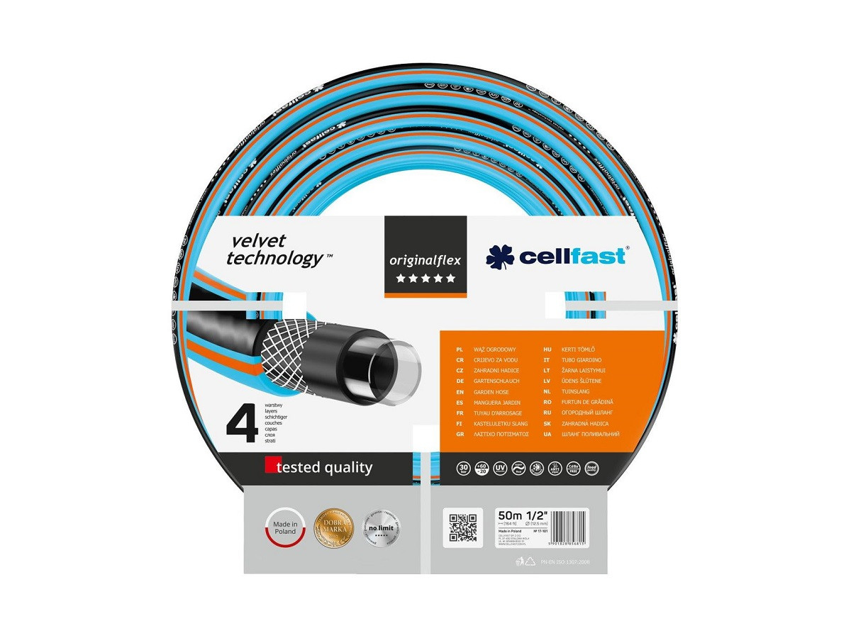 Поливальний шланг Cellfast ORIGINAL FLEX 1/2 дюйма 50 м садовий чотиришаровий - 17-101