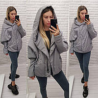 Куртка коротка матова оверсайз арт. 187 сірого кольору