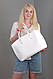 Жіноча шкіряна сумка - шопер модель 65 біла "Capri", фото 8