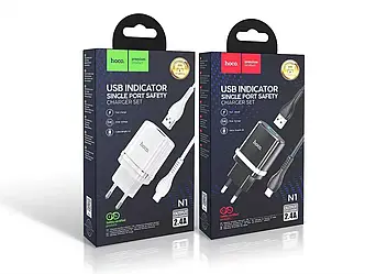 Зарядний пристрій 220В USBx1 з кабелем USB - Type-C Hoco N1 Ardent 120шт 8134