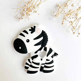 Зебра ГРИЗУНОК (біла), силіконовий прорізувач для зубів