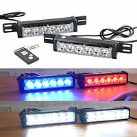 Страбоскоп світлодіодний 12V DRL 180*43*40мм/3W* 6LED (W-B-R з пультом) "T1001-2"