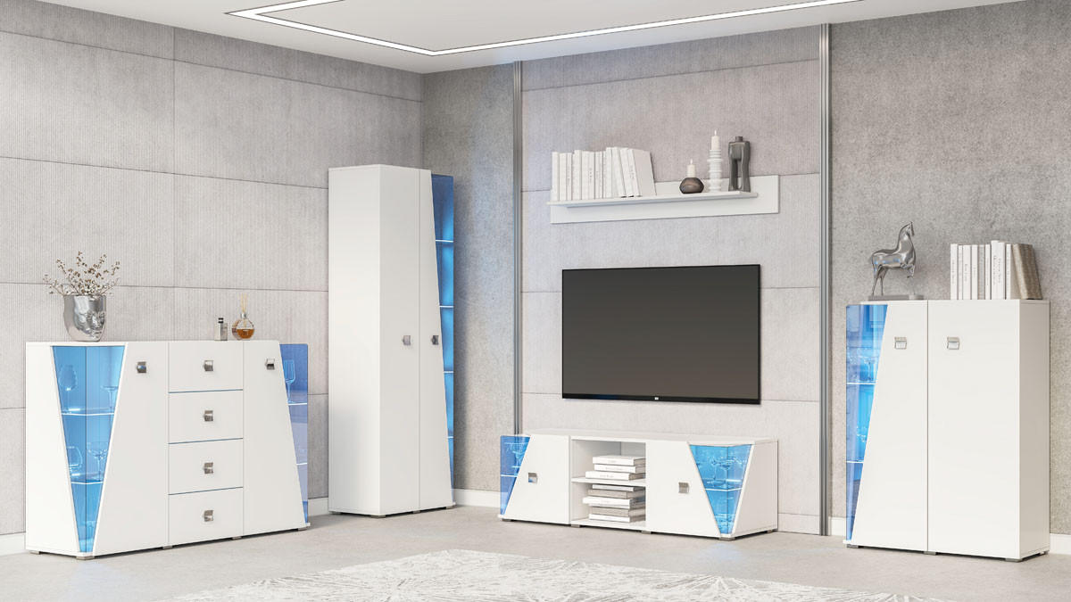Модульная система для вітальні в сучасному стилі Призма Світ меблів, колір білий