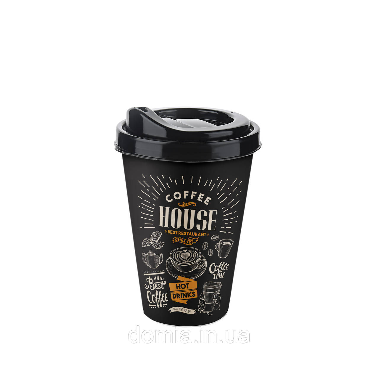 Стакан для кави з кришкою (9*13,6 см) 0,4 л. АР-9122, TITIZ Plastik, Туреччина