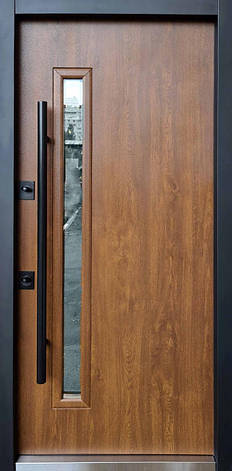 Двері вуличні зі склопакетом, STRAJ Proof, модель Rio-S loft, дуб темний, замки Mottura DP58-170, фото 3