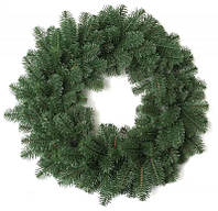Венок новогодний рождественский BST из литой хвои без декора зеленый 55 см. 161008
