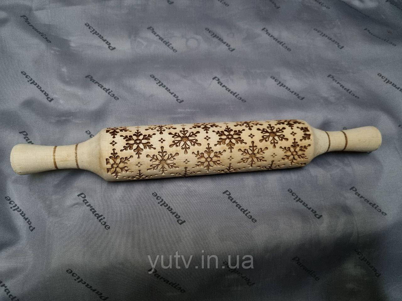 Деревянная текстурная скалка для теста с узором рисунком Снежинки, цена ...