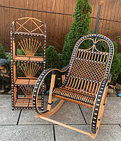 Кресло-качалка и этажерка, комплект плетеной мебели