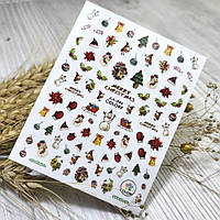 Наклейки для ногтей Nail stiker Merry Christmas (украшения елочки игрушки ) новогодние CA 84