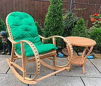 Комплект плетеной мебели, кресло-качалка, столик