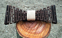 Дерев'яна краватка метелик Беж ручної роботи, серія Flexion