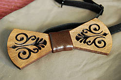Дерев'яна краватка метелик Розпис коричневий ручної роботи