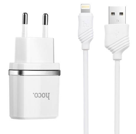 СЗУ адаптер 220V HOCO C11 Смарт 1USB кабель для iPhone 1A компактний надійний BF, фото 2