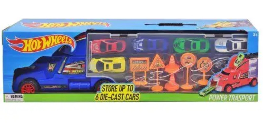 Трейлер Hot Wheel SC71 в комплекті з машинками, коробка 48*13,4*10,5 см Хот Вілс