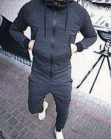 Практичный утепленный мужской спортивный костюм на манжетах Серый, Качественный зимний костюм для спорта