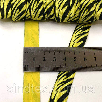 Бейка трикотажна-стрейч зебра жовта -1,5 см, фото 2