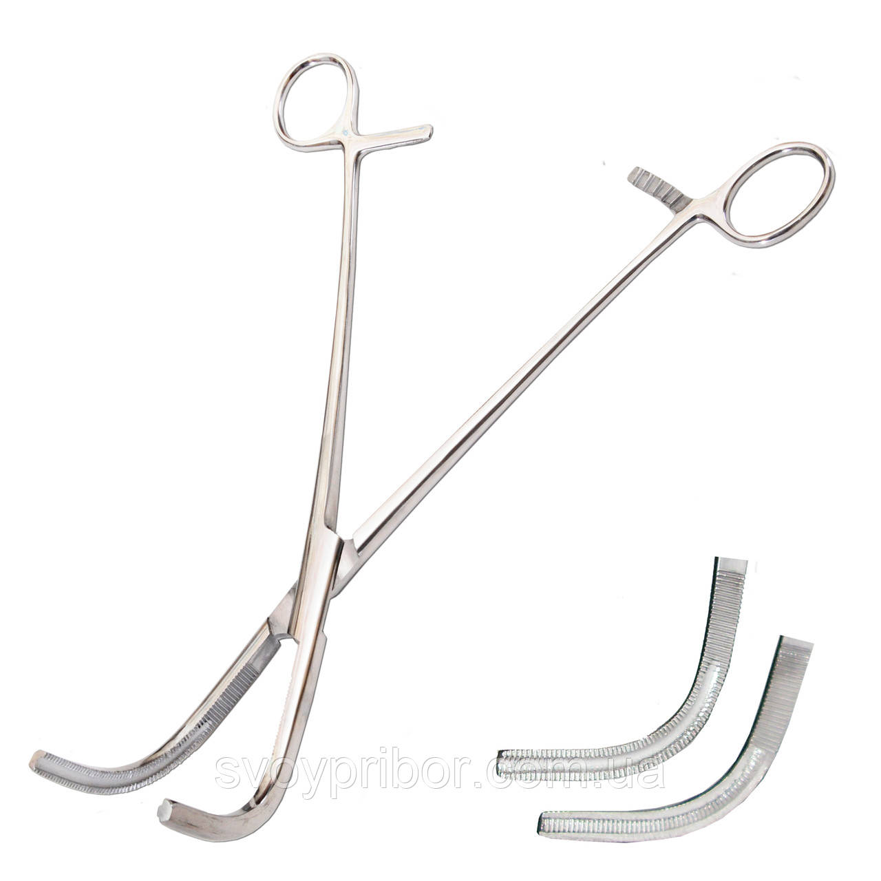 Затискач жорсткий для піхвових операцій No2 вигнутий Heaney-Ballentine. Довжина 23,3 см SURGIWELOMED, фото 1