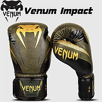 Перчатки боксерские перчатки для бокса Venum Impact Boxing Gloves Khaki Gold