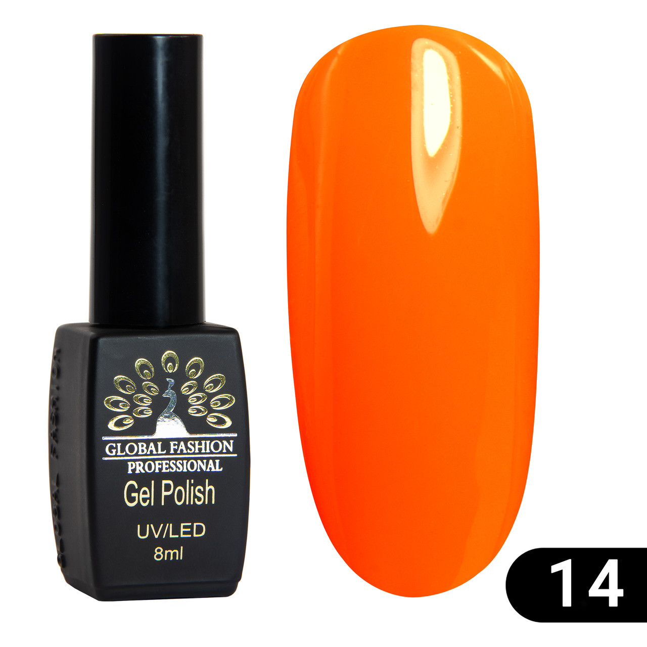 Гель лак Global Fashion Summer Spring №14 морквяний кислотний 8 ml