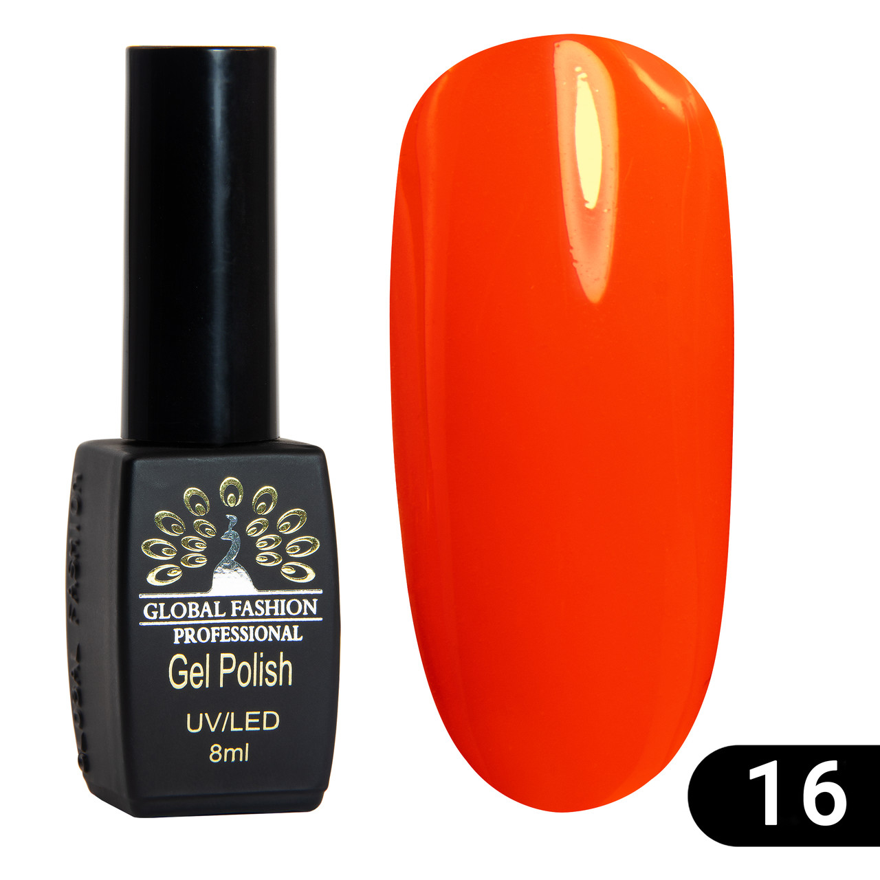 Гель лак Global Fashion Summer Spring №16 червоно-морквяний кислотний 8 ml