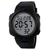 Спортивные часы Skmei 1068 черные с синими вставками