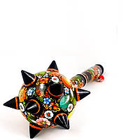 Булава дерев'яна Петриківський розпис ручної роботи КВІТИ УКРАЇНИ Український сувенір козацька булава 40см