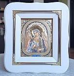 Ікона ангела Хранителя в білому фігурному кіті з декоративними куточками, розмір 17*19, розмір літографії 10*12, фото 6