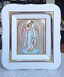 Ікона ангела Хранителя в білому фігурному кіті з декоративними куточками, розмір 17*19, розмір літографії 10*12, фото 8