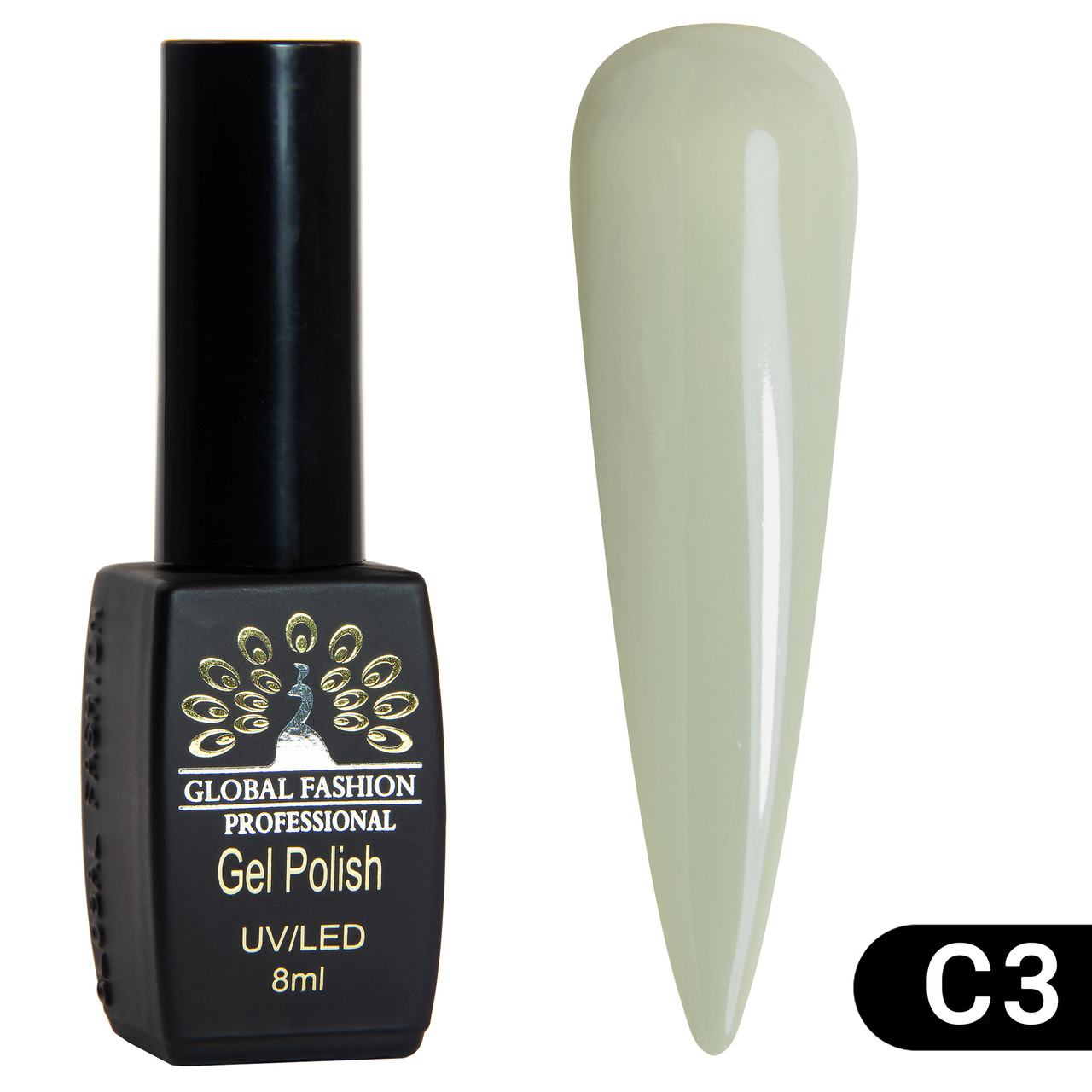 Гель лак Global Fashion Black Elite №С3 сірий 8 ml