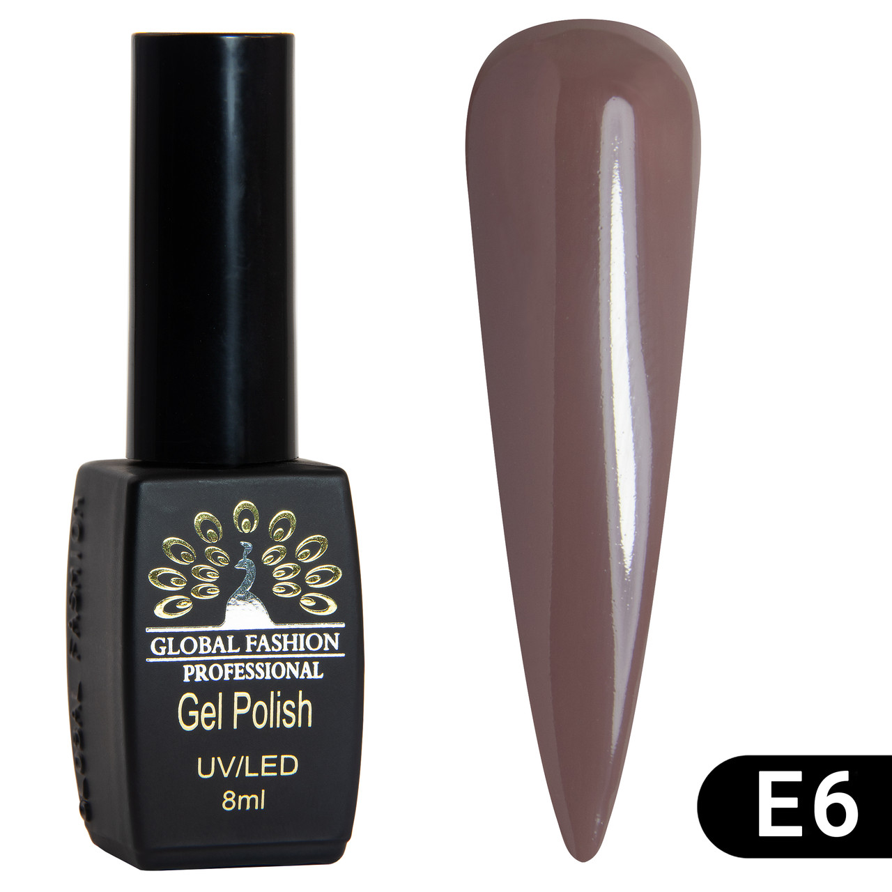 Гель лак Global Fashion Black Elite №E6 коричневий 8 ml