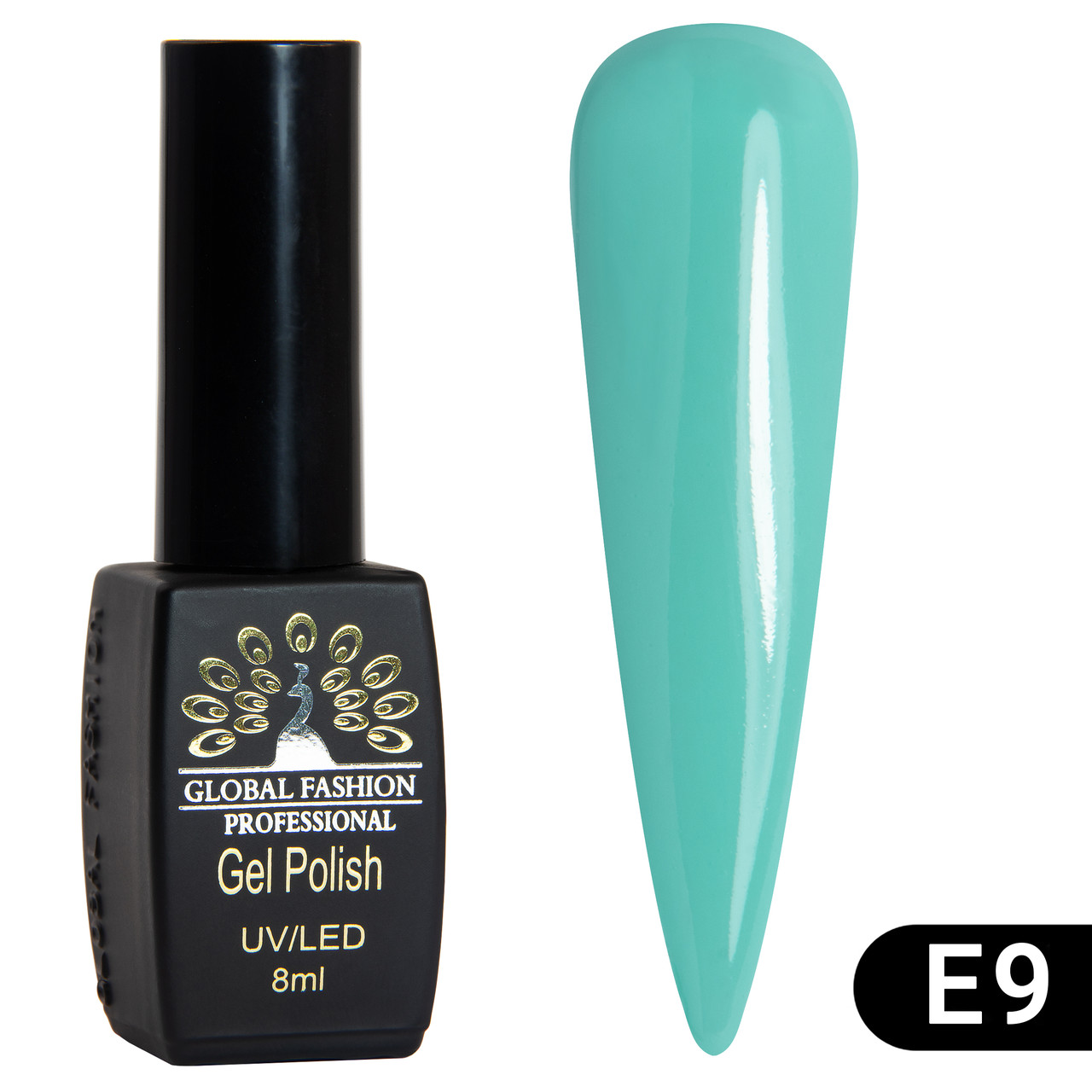 Гель лак Global Fashion Black Elite №E9 бірюзово-блакитний 8 ml