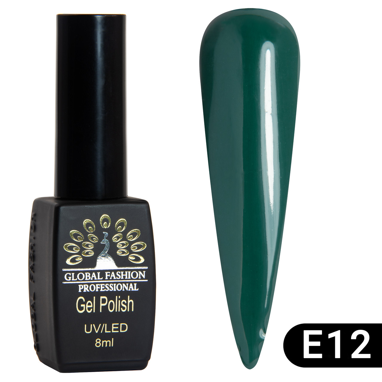 Гель лак Global Fashion Black Elite №E12 зелений 8 ml