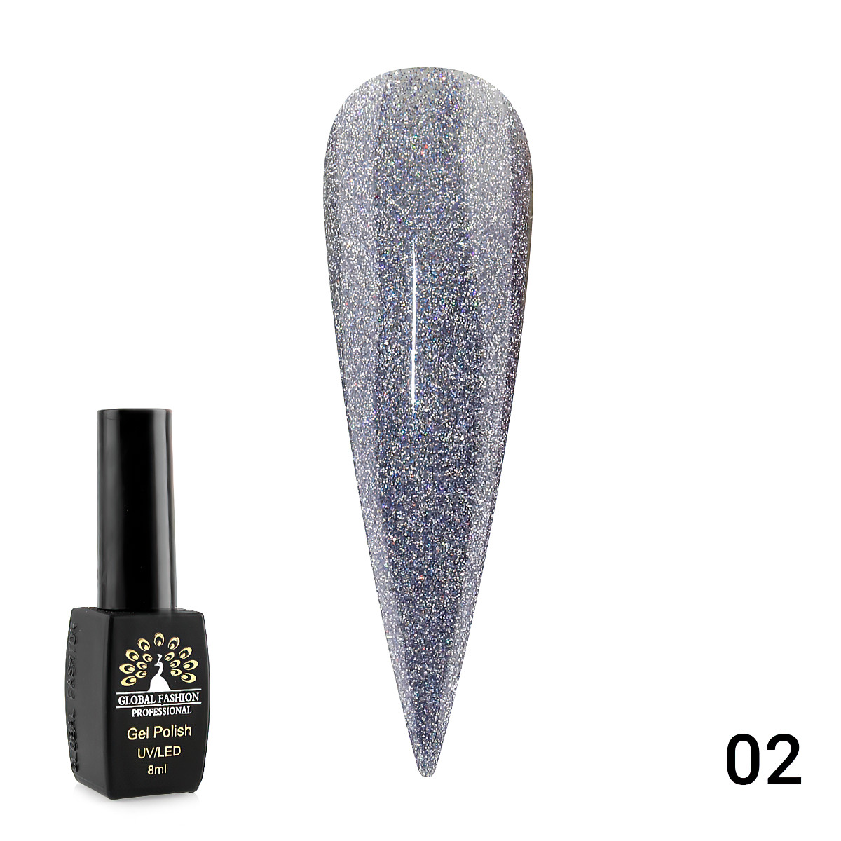 Гель лак з блискіткою OPAL 02 Global Fashion 8мл