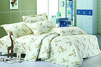 Комплект постільної білизни для дитячого ліжечка світло-салатовий жирафи (ранфорс)