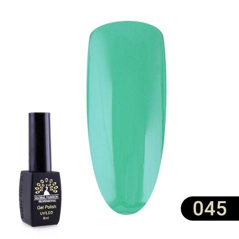 Гель лак Global Fashion Black Elite №045 трав'яний зелений 8 ml