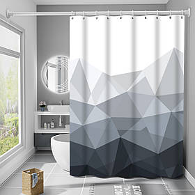 Шторка для ванної та душу Bathlux 180 x 180 у ванну кімнату водовідштовхувальна, сіро-чорні трикутники